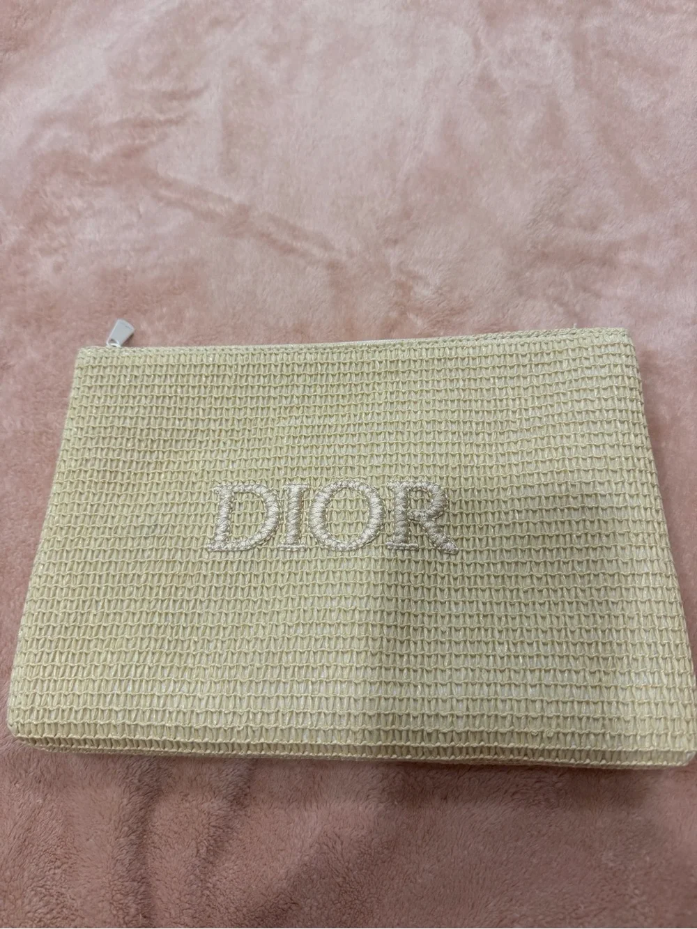 Dior Cream Woven Cosmetic Pouch Clutch Bag